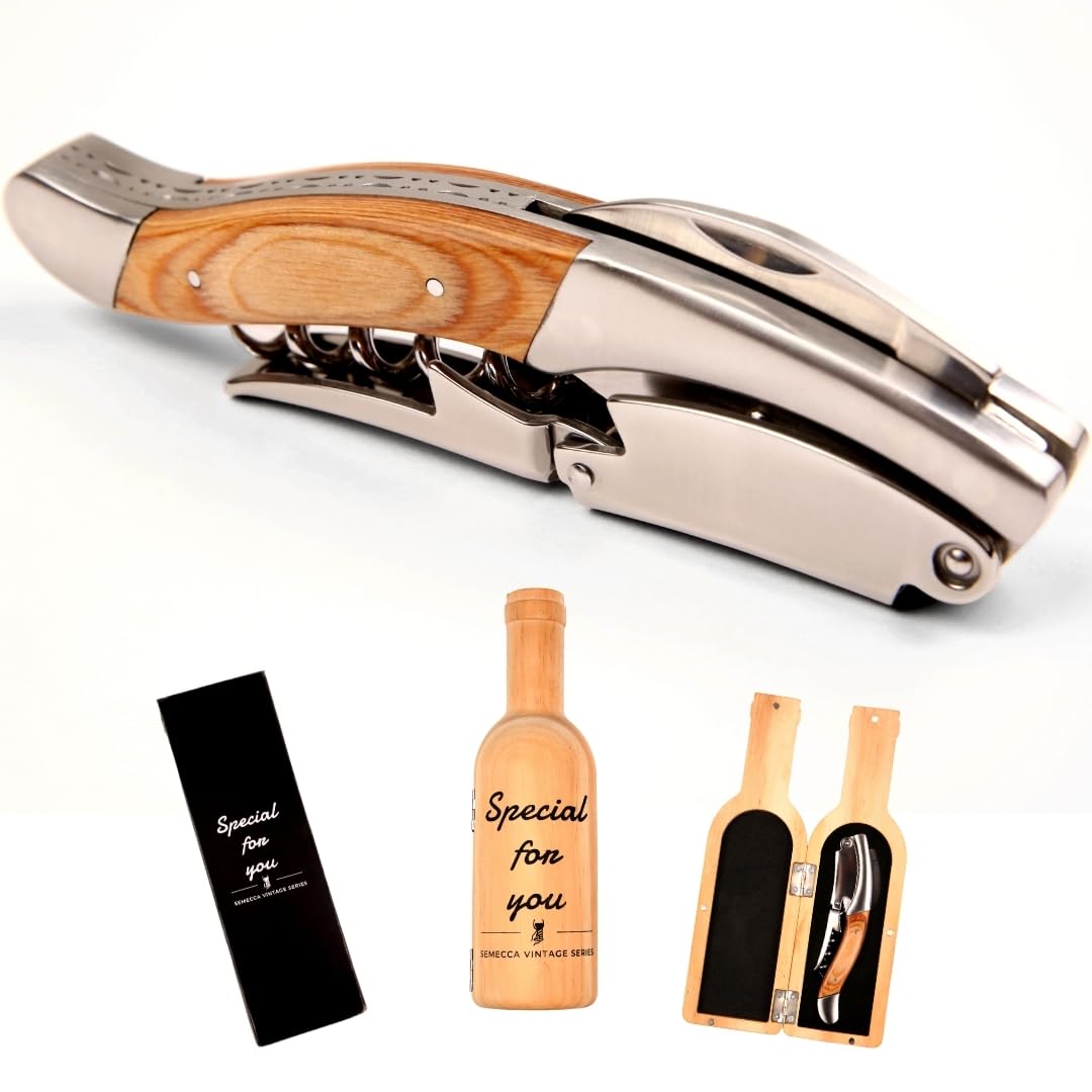 Luxury Wine Key: Double Stage Corkscrew in Wooden Gift Box